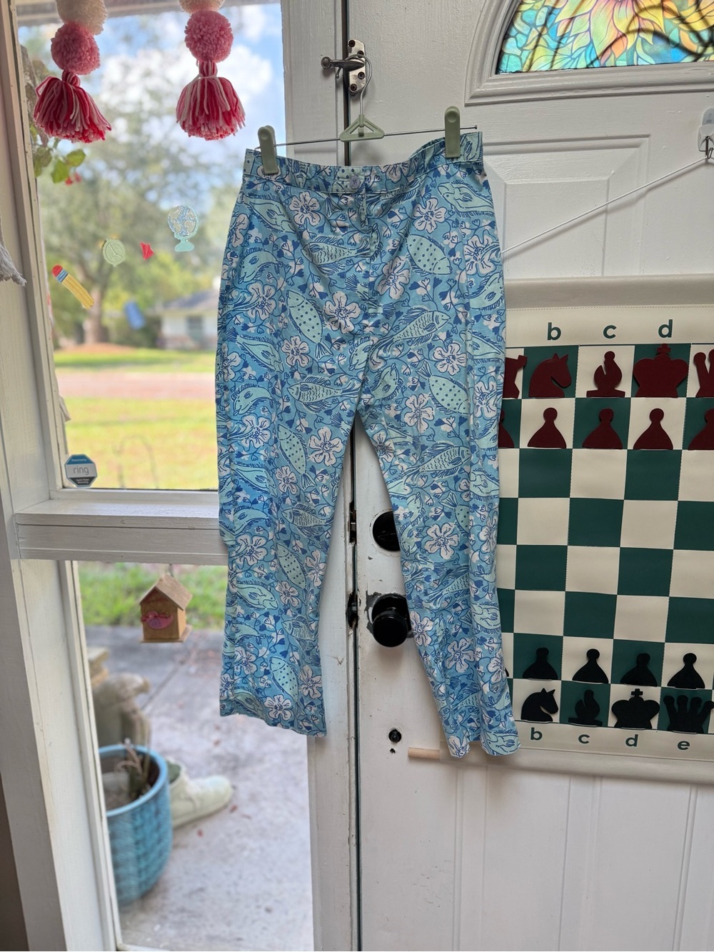 Lilly Pulitzer Blue Floral & Fish Print Chinos